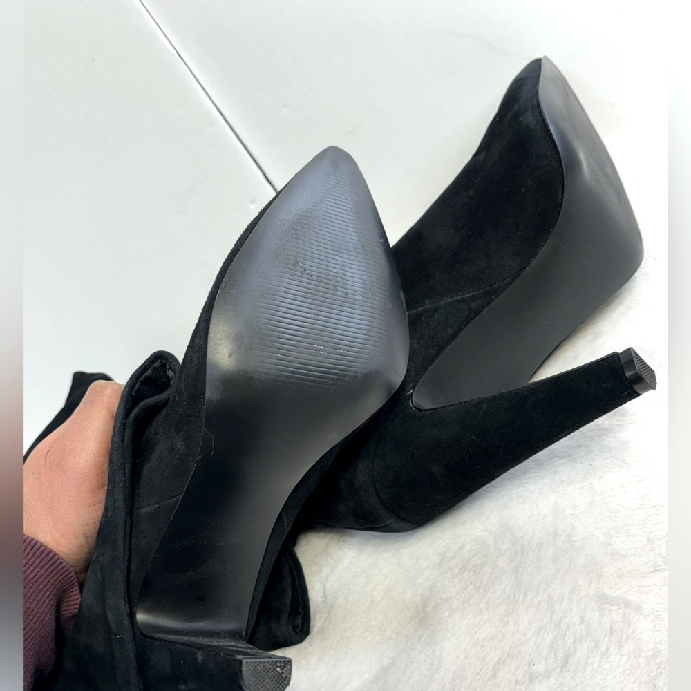 Steve Madden Black Suede Ruched Knee High Boots - Picture 9 of 13